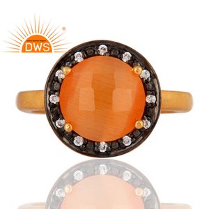 น่าสนใจดูพีชมูนสโตนแหวนเครื่องประดับ18K ชุบทอง925เงิน Solitaire สัญญาแหวนเครื่องประดับผู้ค้าส่ง - Product Image 2