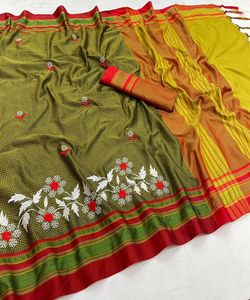 Banarasi Soie Sarees Fête Porter Mariage Indien Ethnique - Product Image 5