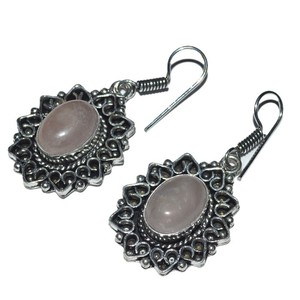 Boucles d'oreilles de cabine à Quartz Rose, livraison gratuite - Product Image 1