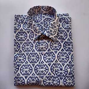 เสื้อพิมพ์ลายบล็อกมือเด็กผู้ชาย,เสื้อผ้าฝ้ายบริสุทธิ์พิมพ์ลายสวยสวมใส่สบาย - Product Image 1