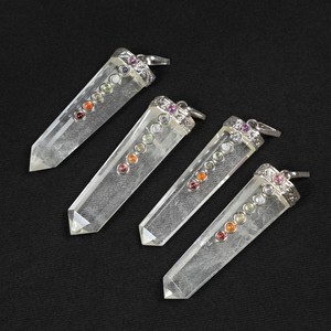 Boutique pour Cristal Quartz Plat Chakra Crayon Pendentifs | Cristal Quartz Plat Chakra Crayon Pendentifs Grossiste - Product Image 1