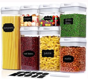 7 Pack Airtight Food Storage Container Set - Kitchen & Pantry Organization Containers - BPA Free Clear Plastic Kitchen