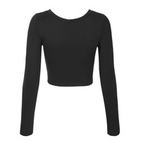 Camiseta Corta de Moda Casual, Corte Ajustado, Manga Larga, Tallas Grandes, Transpirable, de Algodón