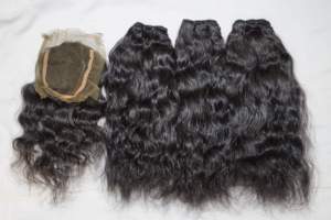 Nice Quality Natural Wavy Weft Single Drawn Human Hair Extensions Full Lace <b>Wigs</b> and Ponytails <b>Clip</b> on Set 10 Pieces Natural - Product Image 3