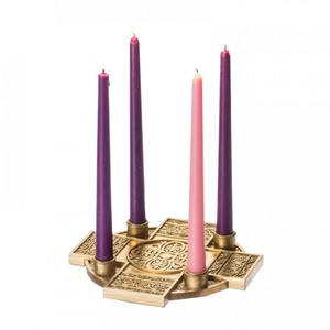Candelabro redondo de latón, suministros de Iglesia, Brassworld, India - Product Image 2