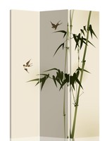 Paravent de séparation de pièce SCE moderne et mobile, imprimé couleur, avec cadre en bois et toile, série Fleurs et Arbres