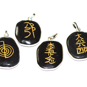Supplier of Black Agate Usui Reiki Pendants Set : Black Agate Usui Reiki Pendants Set for Sale - Product Image 1