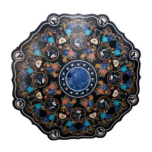 Octagon <b>Black</b> Marble Colorful Inlay Coffee Table Top For Decoration - Product Image 1