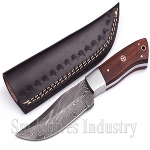 Cuchillo de Caza y Desollado de Acero de Damasco con Mango de Madera y Punta Caída, 10 Pulgadas de Longitud Total, Garantía de 3 Años, OBM Disponible (Smk1357) - Product Image 2