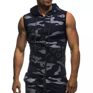Custom Logo <b>Sleeveless</b> <b>Hoodie</b> for <b>Men</b> 100% Cotton Muscle Fitness Workout Jacket Hooded Print Design for Winter - Product Image 3