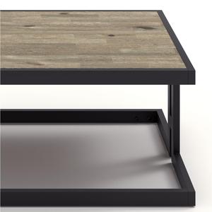 Mesa de centro con estructura metálica y madera de mango macizo de diseño industrial, Mesa Central - Product Image 3