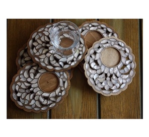 ที่รองแก้วชา ที่รองเทียน ทำจากไม้ประดับมุก ขนาดปรับแต่งได้ เหมาะสำหรับงานแต่งงาน งานเลี้ยง ท่องเที่ยว ตกแต่งโต๊ะครัว - Product Image 1