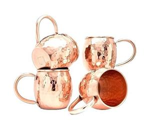 Ensemble de 4 tasses à eau de Moscou en cuivre martelé faites à la main, taille personnalisée, au meilleur prix en Inde - Product Image 3