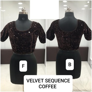 Vêtements indiens en velours et mousseline de soie pour femmes, chemisier, couleur rouge, nouvelle collection à la mode, 2020 - Product Image 6