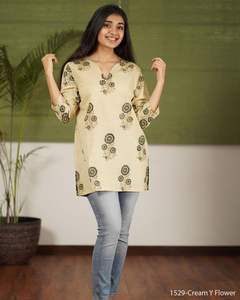 Kurti กางเกงยีนส์ขาสั้นสำหรับผู้หญิง,เสื้อลำลองด้านนอกใส่ทำงานทำจากผ้าฝ้ายสำหรับผู้หญิง - Product Image 5