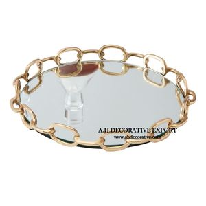 Nouvelle décoration de haute qualité plateau en bois fini de couleur foncée avec ensemble de 3 bols finis argentés à vendre - Product Image 3