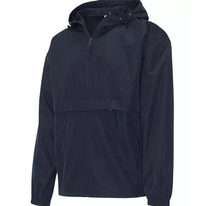 Custom 100% Nylon <b>Half</b> <b>Zip</b> Windbreaker <b>Jacket</b> Hood Waterproof Plus Size Casual Style Cotton Filling Washed Sheep Zipper Closure - Product Image 3