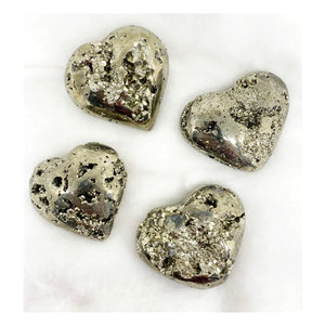 Corazones hinchados y rugosos de 2 pulgadas, Color gris, curación Natural, pirita de Perú - Product Image 1
