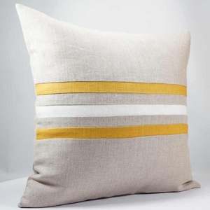 Striped Linen Cotton <b>Cushion</b> Cover Square Nordic Style Handmade Stitching Home Decor - Product Image 2