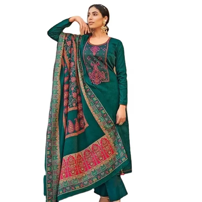 Традиционное индийское пакистанское платье Salwar kameez, дизайн ручной работы, шифоновая ткань, Исламская одежда для женщин