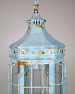 New Handmade Decorative Blue Painted Shaped <b>Lantern</b> With Original <b>Glass</b> for Indoor and Outdoor Home Decoration in Best Quality - Product Image 2