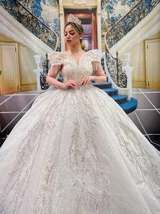 Robe de mariée longue et élégante en mousseline, Satin, Tulle, tenue de soirée, de luxe, de haute qualité, nouveau, - Product Image 3