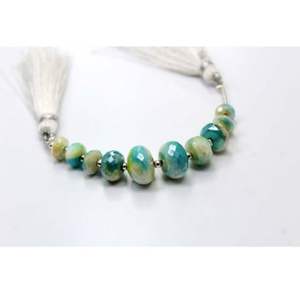 Pulsera facetada hecha a mano de 2,5 pulgadas, cuentas de piedra lunar recubiertas de místico Bio Natural, tamaño de 11x6mm, colores plata blanca, gemas Zubair - Product Image 2