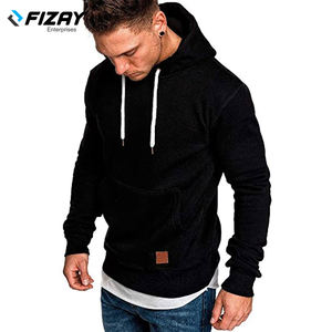 OEM เสื้อฮู้ดแขนยาวสำหรับผู้ชาย,เสื้อฮู้ดแบบสวมหัวผ้าฝ้าย50โพลีเอสเตอร์พิมพ์ลายไซส์ใหญ่พิเศษสีดำ - Product Image 5