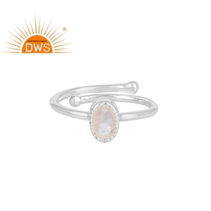 Bague en argent 925 avec pierre de lune naturelle arc-en-ciel, vente en gros, bijoux - Product Image 1