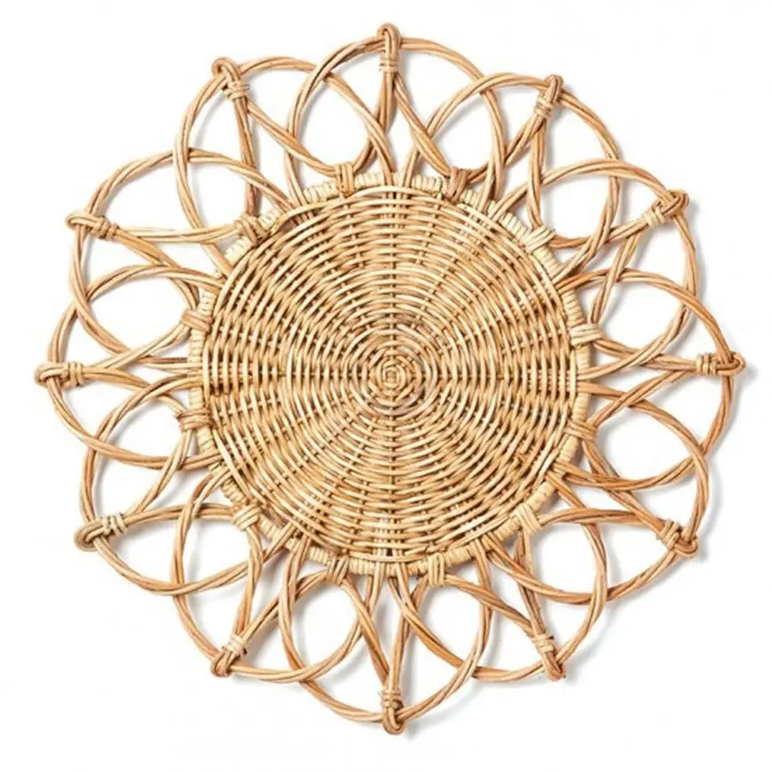 Ucuz fiyat ürün rattan vietnam'dan suplalar yüksek kalite çiçek saçak rattan placemats