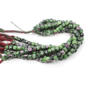 Cuentas de piedra con forma de caja facetada de zoisita rubí Natural de aproximadamente 9 pulgadas, cuentas facetadas elegantes en forma de caja - Product Image 3