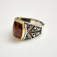 Bagues pour hommes, pierres précieuses œil de tigre, en laiton et argent, Style turc, 925, bijoux en argent Sterling, livraison gratuite