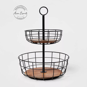 ตะกร้าผลไม้สแตนเลส2ชั้นสำหรับเคาน์เตอร์ห้องครัววิธีการจัดเก็บที่ทันสมัยสำหรับผักและผลไม้ - Product Image 2