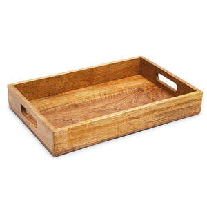 Bandeja para servir de madera de mango segura para alimentos con asas Bandejas de madera personalizadas de alta calidad Fabricante indio Exportador Precio al por mayor - Product Image 1
