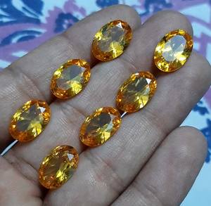 Certifié pierres précieuses forme ovale facettes Citrine gemmes pour bague bijoux acier naissance fleur collier tour de cou pour femmes maman - Product Image 1