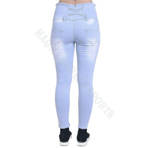 Pantalones vaqueros elásticos personalizados para mujer, Jeans de cintura alta de Color sólido, pitillo, pitillo, Vintage, venta al por mayor - Product Image 4