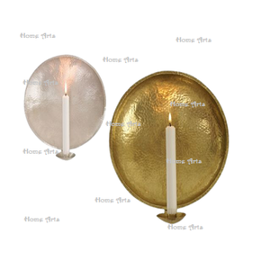 Porte-bougie mural en aluminium couleur argent avec porte-bougie rond de qualité supérieure pour la décoration de la maison - Product Image 2