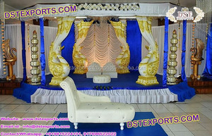 Dernières décorations de mariage traditionnelles indiennes Cérémonie hindoue Fibre Mandap Golden Mandala Setup Mariages Mariage Mandap Stage UK - Product Image 5