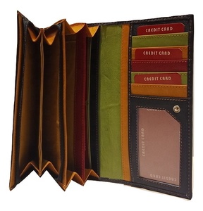 Hiện Đại Unisex Chống Trộm Da Chính Hãng Ví/Ví Nút Đóng Cửa Dài Chiều Dài Polyester Lót Chuỗi Kim Cương Logo Ngọc Trai - Product Image 4