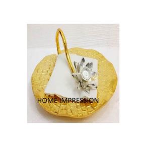 Bol décoratif moderne martelé en métal plaqué or pour accessoires de cuisine à domicile - Product Image 2