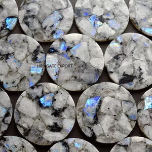 Sous-verres en pierre de lune arc-en-ciel naturelle de qualité supérieure, entièrement brillants, ronds, en agate cristalline polie, matériau de pierre précieuse pour un style religieux - Product Image 2