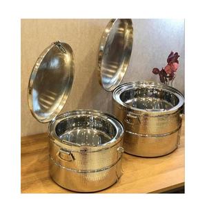 Ensemble de deux plats chauffants en aluminium martelé, forme ronde, plats chauffants pour aliments, provenant du fabricant en Inde - Product Image 1