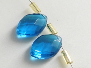 Tanzanite bleu Quartz perle à facettes Marquise 12X8MM larme bijoux faits à la main boucle d'oreille paire lâche verre cristal perle - Product Image 5