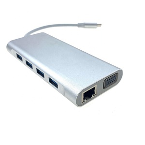 Tùy chỉnh cao cấp USB3.1 Loại C trung tâm 11 trong 1 loại C để HDMI VGA 4 * USB 3.0 RJ45 Gigabit PD âm thanh SD/TF Đầu Đọc Thẻ Docking Station - Product Image 6