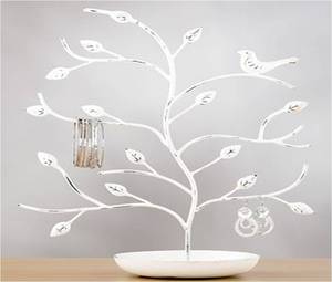 Grand porte-bijoux mural suspendu porte-collier en bois blanc pour décoration de table - Product Image 4