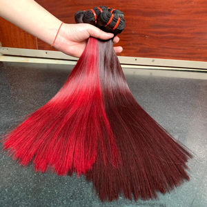 Extensión de cabello humano cabello crudo vietnamita el color de cabello Burdeos de Grado Superior Color Rojo - Product Image 1