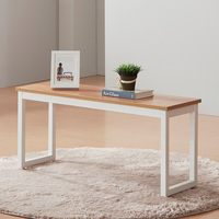 Table à manger moderne en bois et bancs doubles avec structure en fer, hauteur réglable pour salle à manger, entrée, cuisine