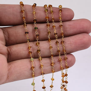 Multi Tourmaline perlée gemme 925 argent sterling plaqué or chapelet perles chaîne collier collier à la mode pour les femmes. - Product Image 5