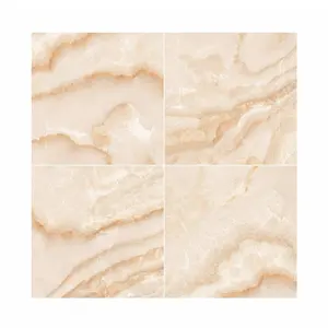 Double Charge Vitrified Floor Mirror Polished Natural Looking Marble Finish Double Layer Porcelain Tiles 60x60 Listello Crema