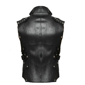 Chaleco de cuero con escote en V para hombre, chaleco informal para motocicleta, a la moda, nuevo - Product Image 4